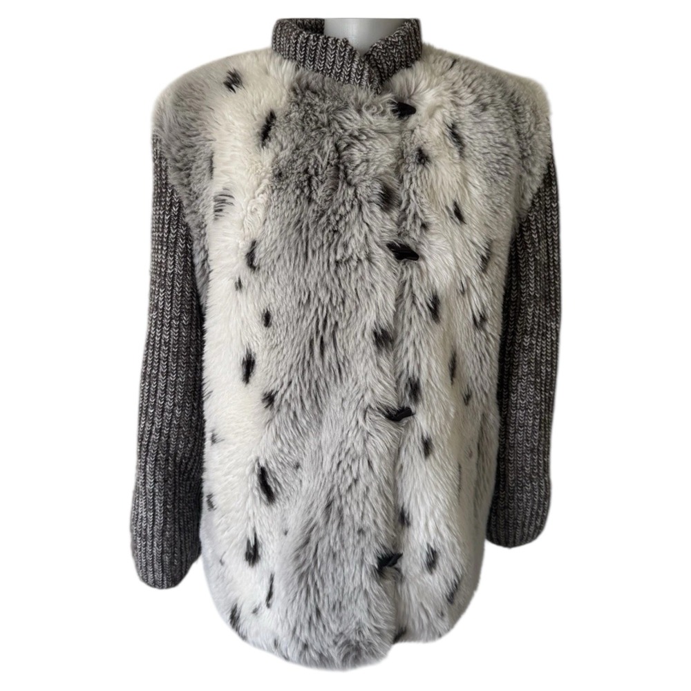 VTG Style VI Ltd Faux Fur Coat Animal Print Lined Toggles Women's Med/Large? USA